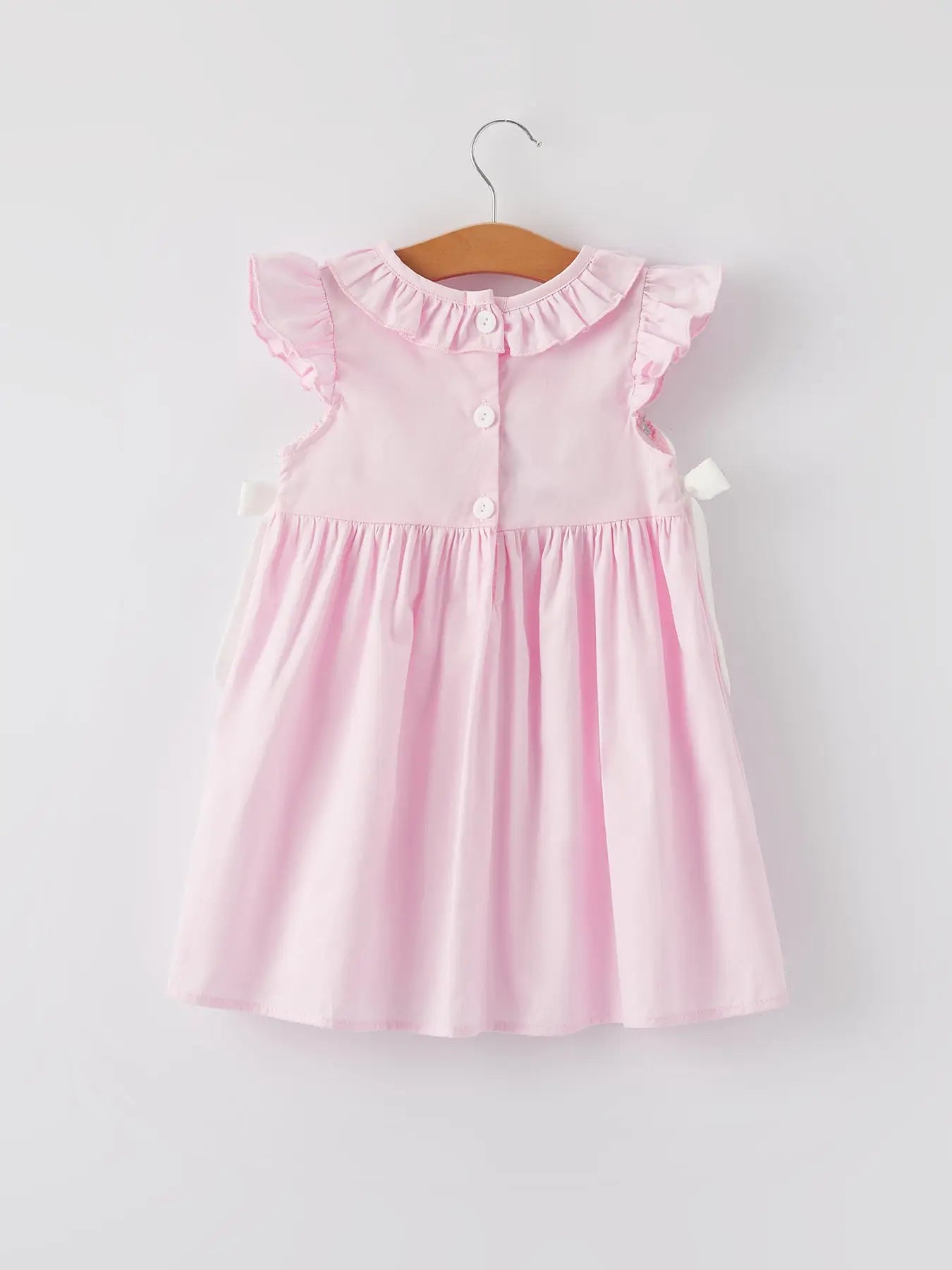 Smocking Easter Embroidered Ruffles Girls Pink Dress