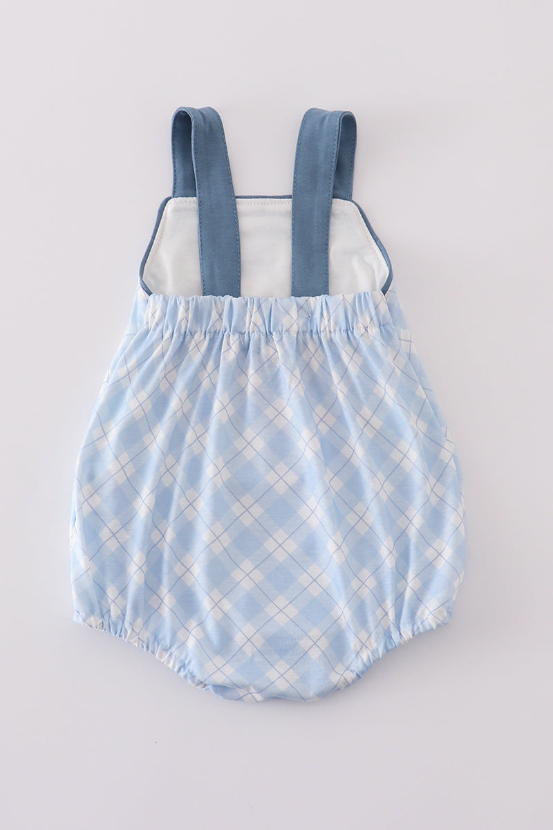 Blue flag embroidery plaid bubble